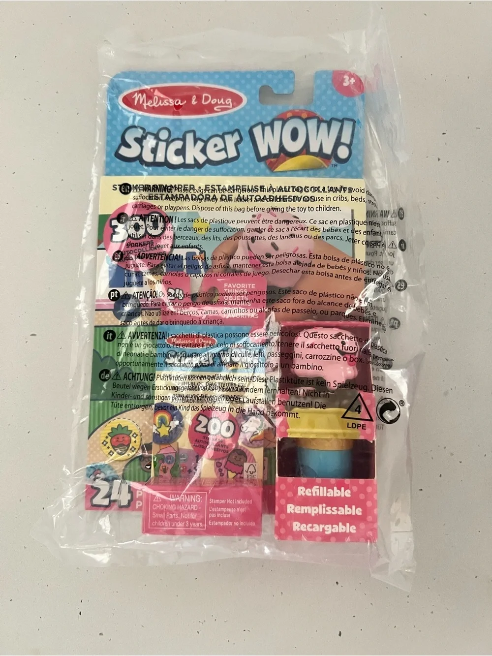 NIB Melissa & Doug Sticker WOW! Favorite Things Refill Pack 200 Stickers